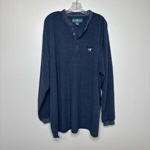 Mens Big Dogs Long Sleeve Blue‎ Henley Shirt Sweater 3X